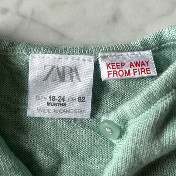 Zara kids green cardigan size 18-24 months - Picture 2 of 3